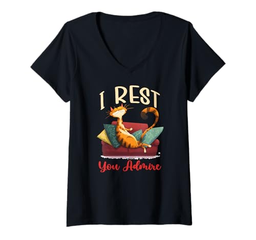 Damen I rest you admire T-Shirt mit V-Ausschnitt Damen I rest you admire T-Shirt mit V-Ausschnitt von Admire Rest Cat Cats Kitten Feline Whiskers Purr