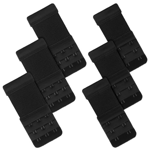 Admygo 6 Stück BH-Verlängerer, BH Verlängerung 2 Haken & BH Verlängerung 3 Haken, bequem und dehnbar, Bra Extender Weich für Damen und Mädchen - Schwarz von Admygo