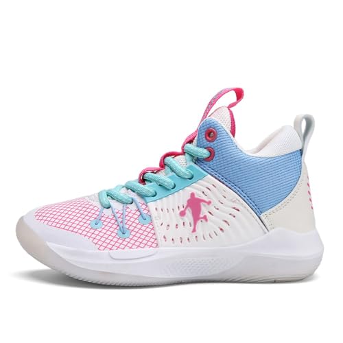 Adoff Basketballschuhe für Kinder, Freizeitschuhe, Brettschuhe, Sportschuhe für Studenten, Kinderschuhe (Weiß rosa,34) von Adoff