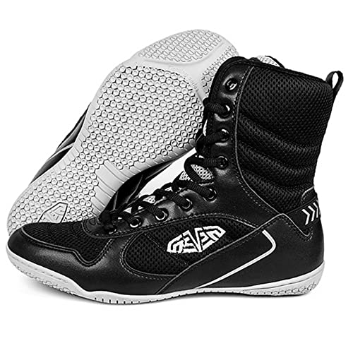 Adoff Boxschuhe Herren Kniebeugenschuhe Ringerschuhe Jugend Muay Thai Taekwondo Boxen Trainingsschuhe Kampfsportschuhe Atmungsaktiv (38,schwarz) von Adoff