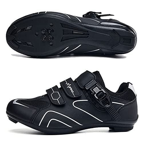 Adoff Fahrradschuhe Herren Damen MTB Schuhe SPD Mountainbike Schuhe mit Schnalle Mountainbikeschuhe Rennradschuhe (38,Schwarz weiß) von Adoff