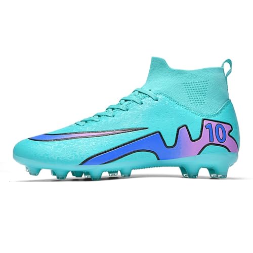 Adoff Fußballschuhe Herren Stollen Fußballschuhe High Top Spikes Outdoor Training Jugend Atmungsaktive Sportschuhe Fußballschuhe Anti-Rutsch (grün,32), ZL2499 von Adoff