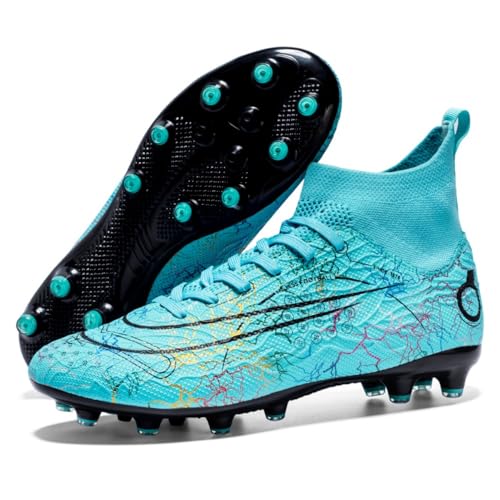 Adoff Fußballschuhe Herren Stollen Fußballschuhe High Top Spikes Outdoor Training Jugend Atmungsaktive Sportschuhe Fußballschuhe Anti-Rutsch (grün T,35) von Adoff