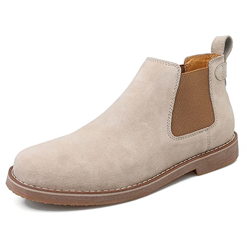 Adoff Herren Chelsea Boots Wildleder Stiefel Stiefeletten (39,Beige) von Adoff