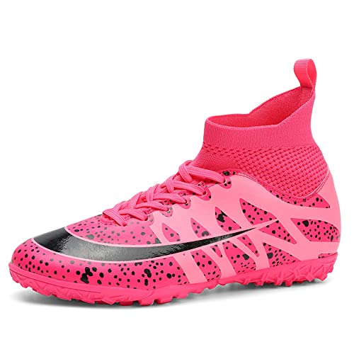 Adoff Herren Fußballschuhe Jugend High Top Spikes Spikes Professionelle Jugend Erwachsene Fußballschuhe Trainingsschuhe Unisex Outdoor Sport Fußball Turnschuhe EU31-48 (44,rosa R) von Adoff