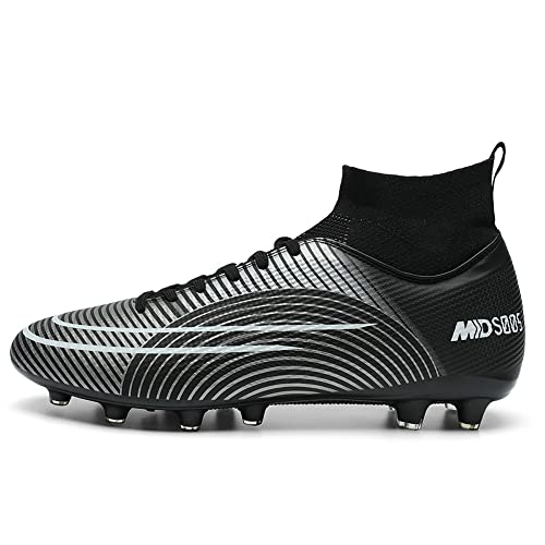 Adoff Herren Fußballschuhe Jugend High Top Spikes Spikes Professionelle Jugend Erwachsene Fußballschuhe Trainingsschuhe Unisex Outdoor Sport Fußball Turnschuhe EU31-48 (48,schwarz T) von Adoff