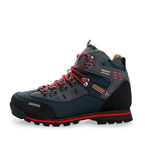 Adoff Herren Mountain Trainer Trekking-& Wanderstiefel Kletterschuhe rutschfest und verschleißfest (40,Grau Rot 1) von Adoff