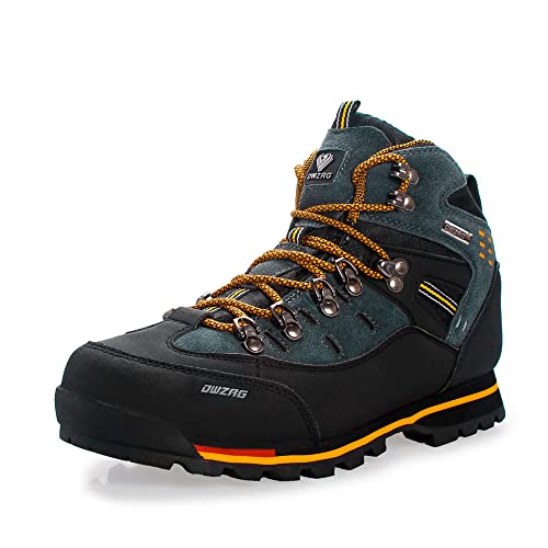 Adoff Herren Wanderschuhe, Wanderschuhe, rutschfest, verschleißfest, wasserdicht und sandbeständig Mountain Trainer Trekking-& Wanderstiefel (42,schwarz gelb) von Adoff