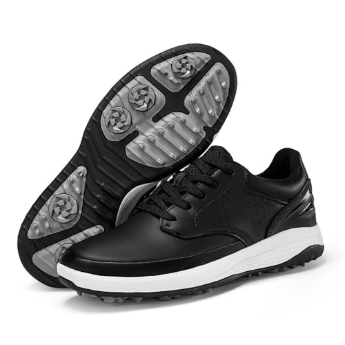 Adoff Herren wasserdichte Golfschuhe rutschfeste drehbare Verschleißbeständige Luftdurchlässige Professionelle (schwarz,37) von Adoff