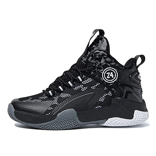 Adoff Kinder-Basketballschuhe High-Top-Dämpfung Leichte rutschfeste atmungsaktive aktive Outdoor-Sportschuhe Unisex (31,schwarz) von Adoff