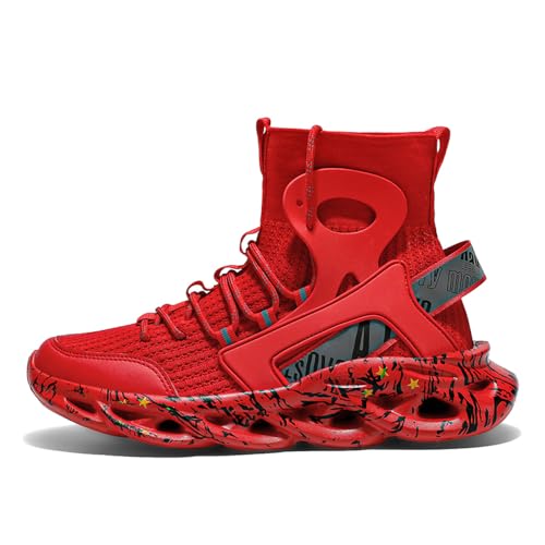 Adoff Männer Sport Schuhe entspannte Mid - Top Männer elastische Schuhe antidérapantes Schuhe entspannte große Größe 46 Mesh elastische atmende (rot,46) von Adoff