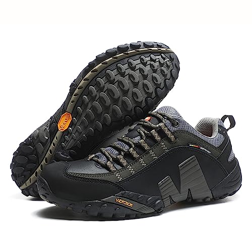 Adoff Outdoor Wanderschuhe, Herren Rindsleder Herren und Damen Wanderschuhe, Low Top Outdoor Schuhe, rutschfeste, verschleißfeste und atmungsaktive Sportschuhe (Grün,43) von Adoff