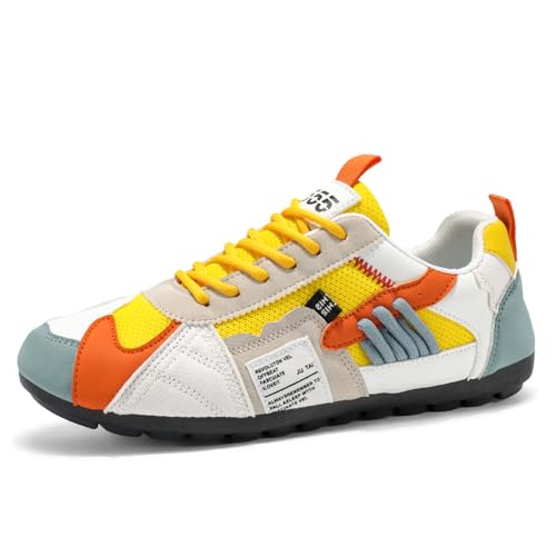 Adoff Sommer Herren Freizeitschuhe atmungsaktive Komfort Schuhe rutschfeste Verschleißbeständige Trend Sportschuhe (Gelb Weiß,43) von Adoff