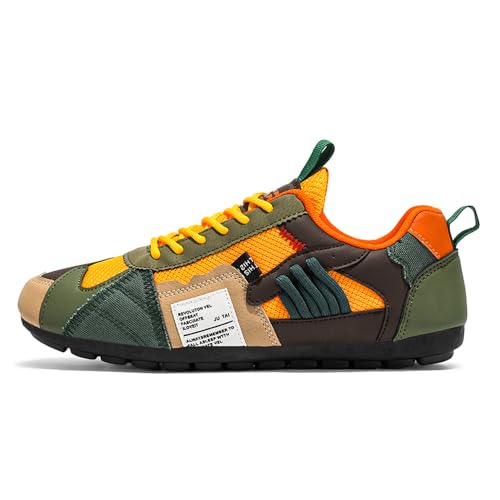 Adoff Sommer Herren Freizeitschuhe atmungsaktive Komfort Schuhe rutschfeste Verschleißbeständige Trend Sportschuhe (Grüne Orange,45) von Adoff