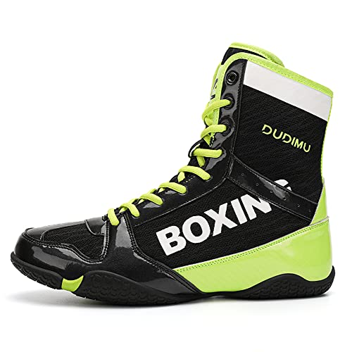 Adoff Unisex Boxschuhe Männer ma'am Kniebeugenschuhe Ringerschuhe Jugend Muay Thai Taekwondo Boxen Trainingsschuhe Kampfsportschuhe AtmungsaktivGroße (42,schwarz grün) von Adoff