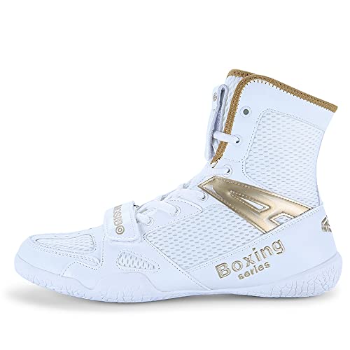 Adoff Unisex Boxschuhe Männer ma'am Kniebeugenschuhe Ringerschuhe Jugend Muay Thai Taekwondo Boxen Trainingsschuhe Kampfsportschuhe AtmungsaktivGroße 46 47 (Weißgold,34) von Adoff