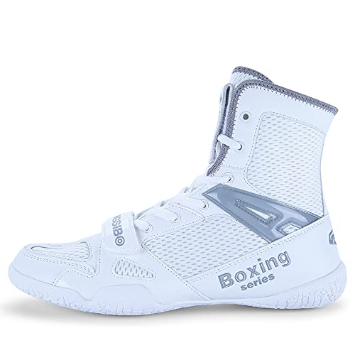 Adoff Unisex Boxschuhe Männer ma'am Kniebeugenschuhe Ringerschuhe Jugend Muay Thai Taekwondo Boxen Trainingsschuhe Kampfsportschuhe AtmungsaktivGroße 46 47 (Weißgrau,46) von Adoff