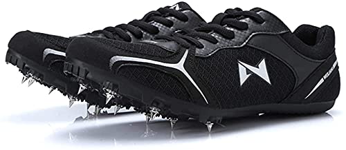 Adoff Unisex Spiked Sprint Leichtathletik-Laufschuhe rutschfeste Turnschuhe Sprint-Spikes Gittergewebe Sommer Atmungsaktiv und bequem (38,Schwarz 3) von Adoff