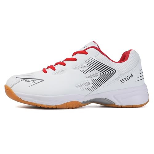 Adoff Unisex Tischtennisschuhe Jugend Erwachsener 36-48EU Sommer atmungsaktives Mesh Große Größe Tischtennisschuhe 48EU 47EU 46EU (Weiß rot 2025M,47) von Adoff