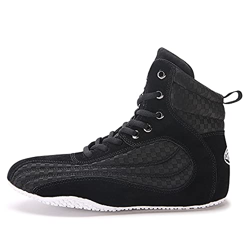 Boxschuhe Wrestling Schuhe Muay Thai Kickboxen Sparring Boxers Trainers Kampfsport Schuhe Bodybuilding Boxen Stiefel Sport (Schwarz,43) von Adoff