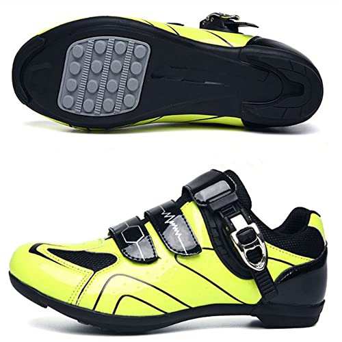 Fahrradschuhe für Männer und Frauen Mountainbike Schuhe SPD Schnalle Mountainbike Schuhe Rennrad Schuhe Entsperren Schuhe (37,gelb W) von Adoff