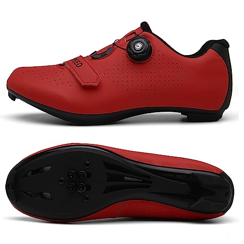 Fahrradschuhe für Männer und Frauen Mountainbike Schuhe SPD Schnalle Mountainbike Schuhe Rennrad Schuhe Entsperren Schuhe (37,rot) von Adoff