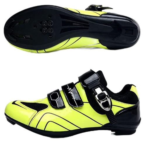 Fahrradschuhe für Männer und Frauen Mountainbike Schuhe SPD Schnalle Mountainbike Schuhe Rennrad Schuhe Entsperren Schuhe (43,gelb G) von Adoff