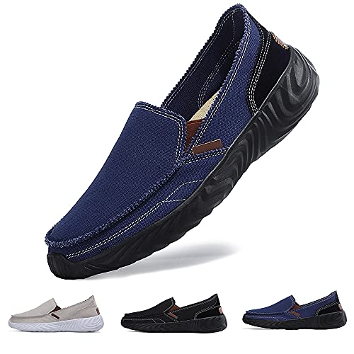 Herren Espadrilles Canvas Freizeitschuhe Erwachsene Sommer Segeltuch Faulenzer Schlüpfen Schuhe Fahrschuhe Halbschuhe Mishansha (Blau,45) von Adoff