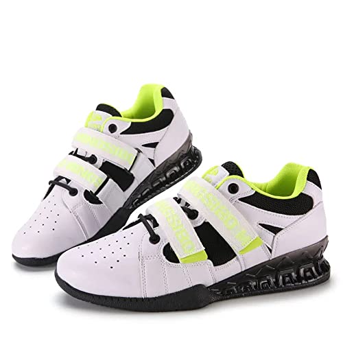 Herren Gewichtheberschuhe Powerlifting Bodybuilding Shoes Squat Schuhe (40,White Green) von Adoff