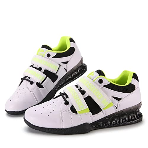 Herren Gewichtheberschuhe Powerlifting Bodybuilding Shoes Squat Schuhe (43,White Green) von Adoff