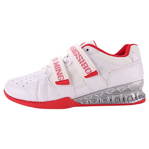 Herren Gewichtheberschuhe Powerlifting Bodybuilding Shoes Squat Schuhe (44,White red) von Adoff