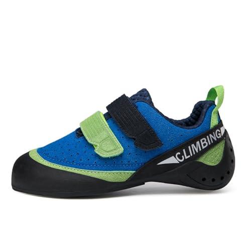 Professionelle Kletterschuhe für Männer und Frauen, universelle Trainingsschuhe, Kletterschuhe, rutschfeste und atmungsaktive Kinder Kletterschuhe, 32-44EU (Blau grün-106,35) von Adoff
