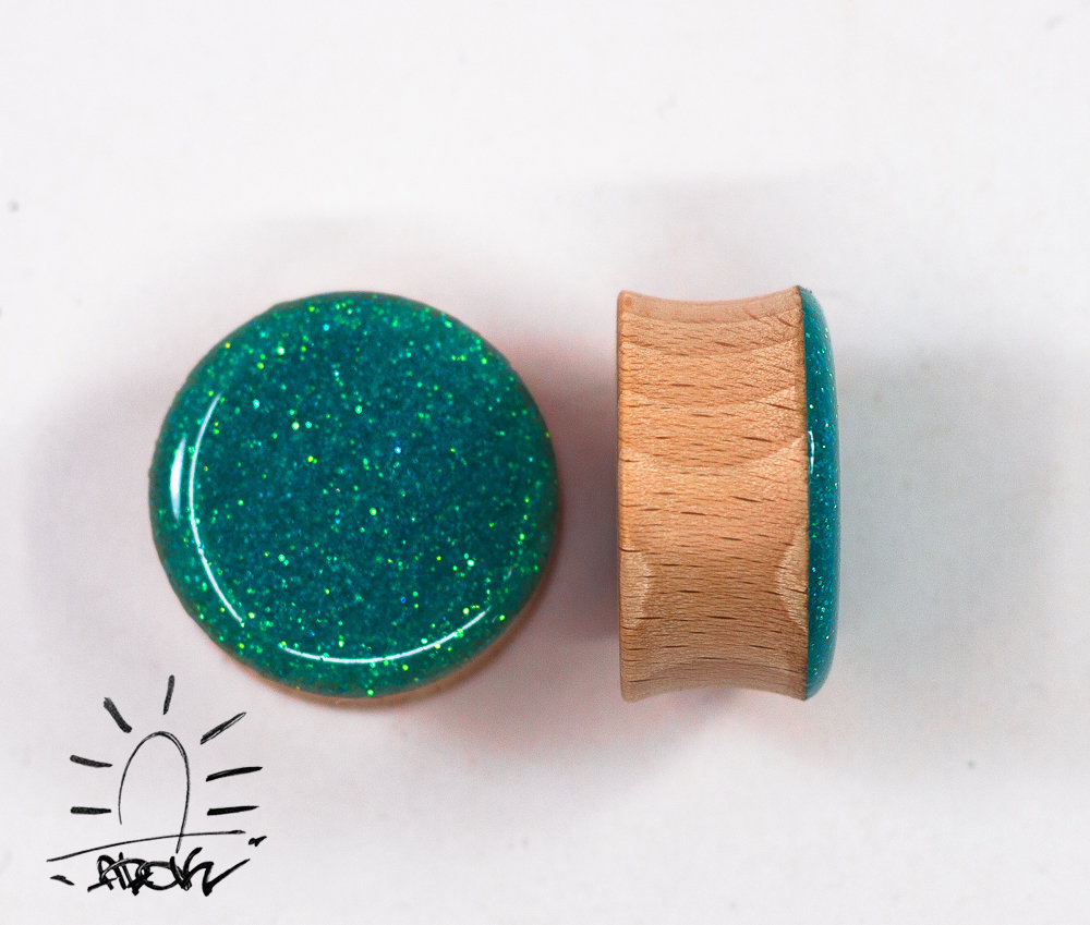Blaue Glitter Holz Plugs Sparkle Galaxy Plugs Blaue Glitter Holz Plugs Sparkle Galaxy Plugs von Adokcompany