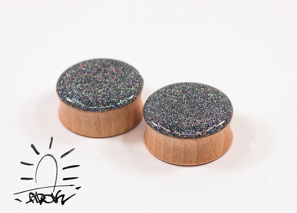 Buchenholz Ohr-Plugs Chrom Glitzer Plugs Buchenholz Ohr-Plugs Chrom Glitzer Plugs von Adokcompany