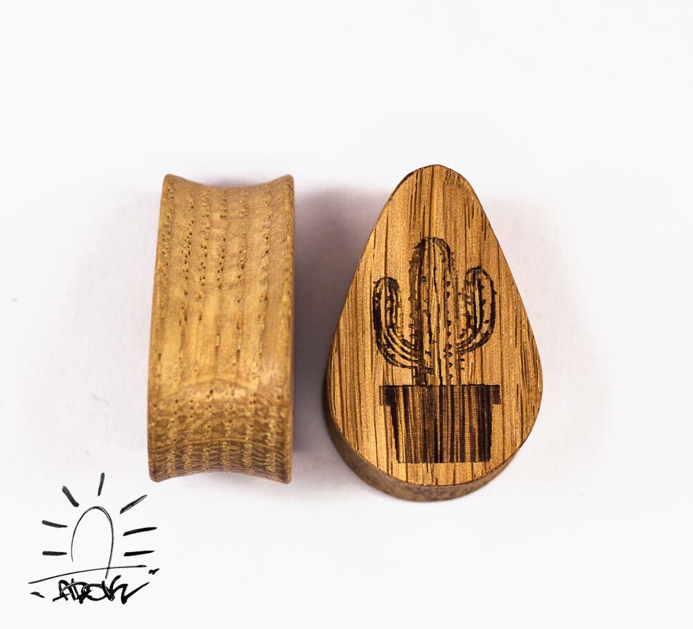 Kaktus Eiche Holz Ohr Plugs Teardrop Gauges | 18 Mm Bis 60 Mm Kaktus Eiche Holz Ohr Plugs Teardrop Gauges | 18 Mm Bis 60 Mm von Adokcompany