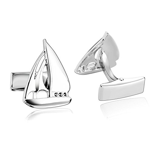 Adokiss Manschettenknöpfe Edelstahl Herren, Manschettenknöpfe Vintage Segeln, Silber 2.2x1.6CM, Valentinstaggeschenke Geburtstagsgeschenke für Mann von Adokiss