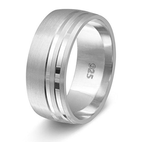 Juwelier Schönberg -Trauring Partnerringe Antragsring Verlobungsring – Ring aus massivem hochwertigem 925 Sterling Silber & gratis Gravur & RINGETUI – S-AU-H-56(17,8) von Adomio