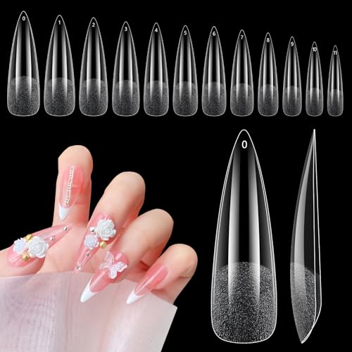 Tips für Gelnägel 240 Stück: Länge Stiletto Tips für Nägel - Natürlich Gel X Nail Tips für Frauen - Acryl Künstliche Nägel für Salon Nailstudios von Adonafy