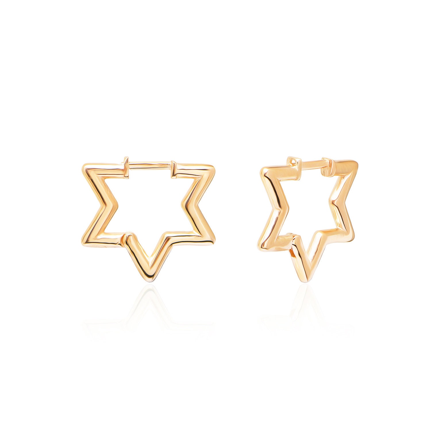 Everyday Star Huggie Ohrring 925 Massiv Sterling Silber Gold Vermeil Statement Baumelnder von AdoniaJewels