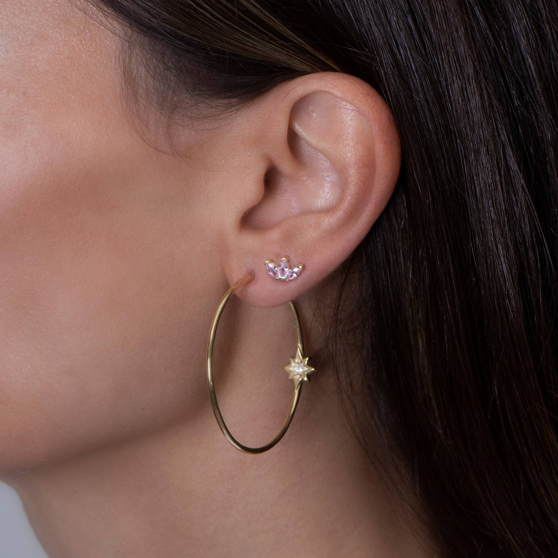 Gold Creolen Ohrringe, Große Creolen, 14K Ohrringe Für Frauen, Einfache Nordstern Ohrring von AdoniaJewels