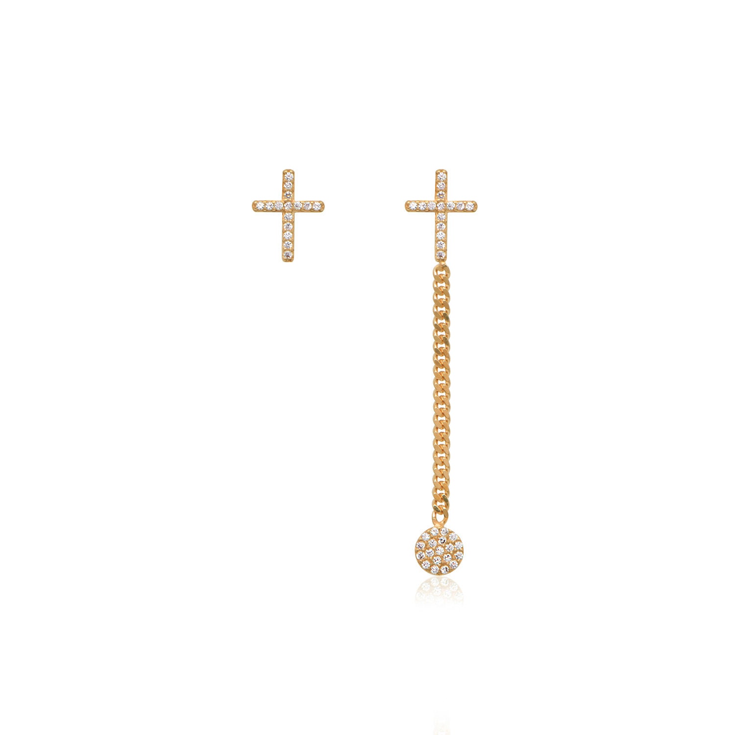 Kette Pave Kreuz Ohrstecker 14K Vergoldet 925 Sterling Silber Zirkonia Geschenk Für Sie von AdoniaJewels