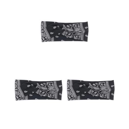 3er-Set gehäkeltes Stirnband Sport Stirnband Breites Schweißband Hohe Elastizität Stirnbänder Haarstyling Zubehör für Sport Yoga Paisley von Adoorniequea