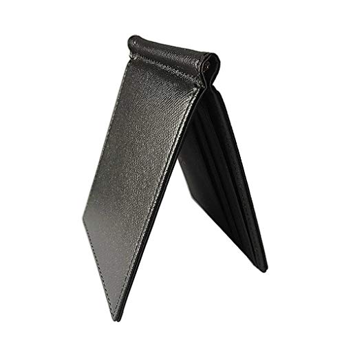 Adoorniequea Männer Slim Bifold Brieftasche Tragbare Vordertasche Kurze PU Geldbörse Kreditkartenhalter Dollar Clip, Grün, Schwarz , 11.3*8*2cm von Adoorniequea