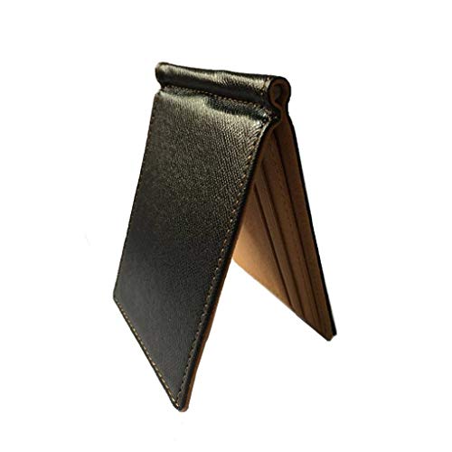 Adoorniequea Männer Slim Bifold Brieftasche Tragbare Vordertasche Kurze PU Geldbörse Kreditkartenhalter Dollar Clip, Grün, helles kaffebraun, 11.3*8*2cm von Adoorniequea