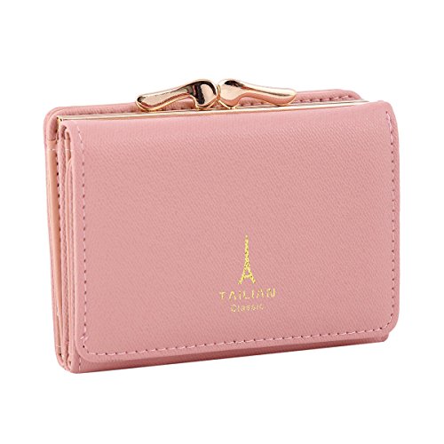 Adoptfade Kleine süße bunte Damengeldbörse mit mehreren Kartenfächern, rosa, Rose von Adoptfade
