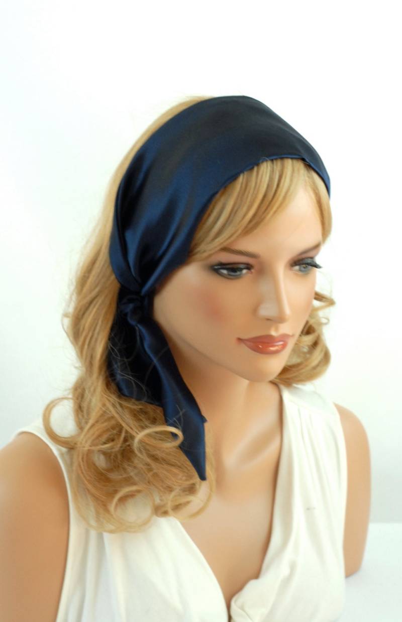 100% Reine Seide, Dunkelblaues Stirnband, Größe 44 "x 4", Mulberry Charmeuse Silk, Fashion Plus Haar Vorteile von AdorabellaBaby