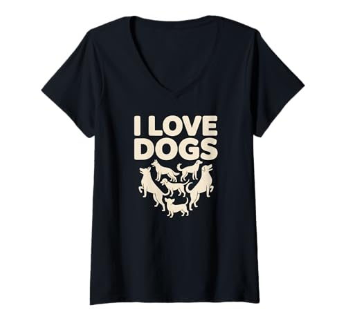 Damen Wir feiern den herzlichen Bond von I Love Dogs T-Shirt mit V-Ausschnitt Damen Wir feiern den herzlichen Bond von I Love Dogs T-Shirt mit V-Ausschnitt von Adorable Canine Companion Lovers Club