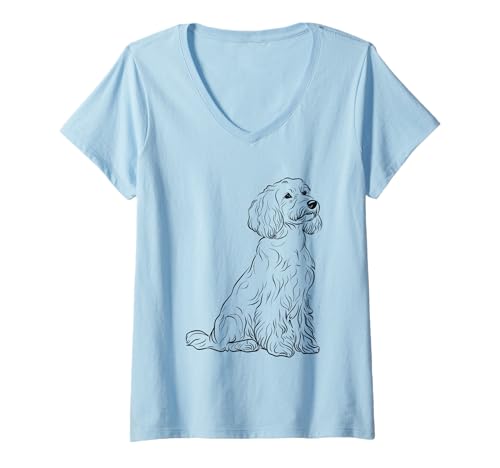 Damen Charmante Hunde-Illustration für Tierliebhaber T-Shirt mit V-Ausschnitt von Adorable Canine Sketches Collection