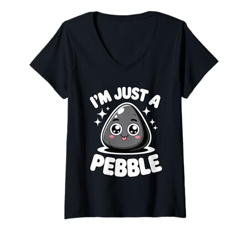 Damen Lustiger niedlicher Spruch I Am Just A Pebble Kawaii Rock Damen Herren T-Shirt mit V-Ausschnitt Damen Lustiger niedlicher Spruch I Am Just A Pebble Kawaii Rock Damen Herren T-Shirt mit V-Ausschnitt von Adorable Cartoon Stone Humor Playful Collector Gag