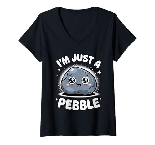 Damen Lustiger niedlicher Spruch I Am Just A Pebble Kawaii Rock Damen Herren T-Shirt mit V-Ausschnitt Damen Lustiger niedlicher Spruch I Am Just A Pebble Kawaii Rock Damen Herren T-Shirt mit V-Ausschnitt von Adorable Cartoon Stone Humor Playful Collector Gag